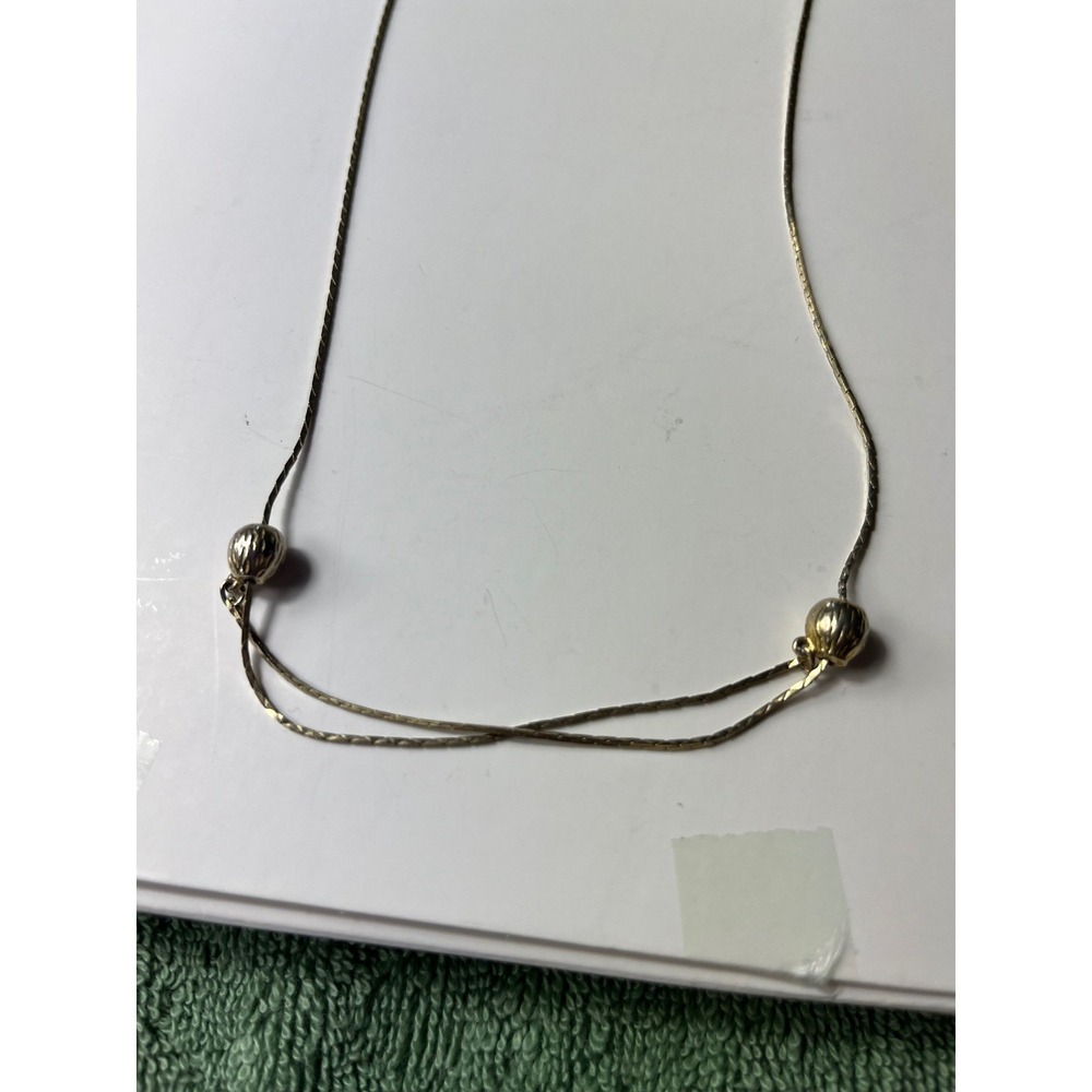 Vintage Necklace Womens Gold Tone Excellent Snake Chain Textured Beads Jewelry